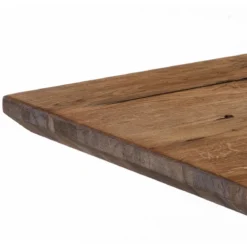 Float Tavolo Scrivania in Legno Massello finitura Rovere con gambe in Vetro Temprato, 180 x 90 x h 76 cm