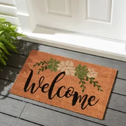 Flower zerbino in fibre di cocco e pvc antiscivolo fantasia flower cm 45x75x2
