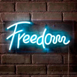 Freedom scritta luminosa neon luce fredda alimentazione usb 45x20 cm