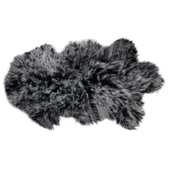 Fur melange tappeto realizzato con pelliccia di capra del tibet di colore grigio melange 50 x 90 cm