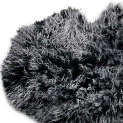 Fur melange tappeto realizzato con pelliccia di capra del tibet di colore grigio melange 50 x 90 cm