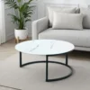 Gabriel evo tavolino grande piano in vetro effetto marmo bianco h35 d80 cm
