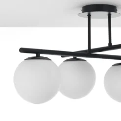Galaxy black lampadario in metallo nero opaco sfere in vetro bianco opaco cm.60x60 h30 cm