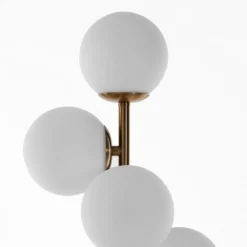 Galaxy lampada da tavolo in metallo verniciato ottone opaco con sfere in vetro bianco opaco d28 h66 cm