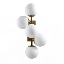 Galaxy lampadario / applique in metallo verniciato ottone opaco con sfere in vetro bianco opaco 50x27 h24 cm