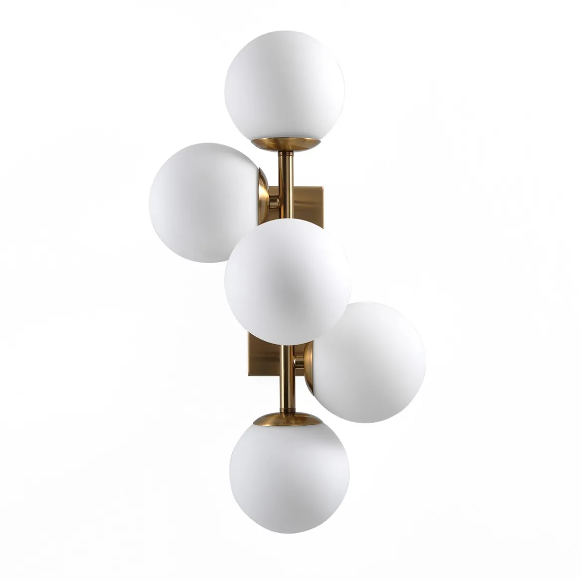Galaxy lampadario / applique in metallo verniciato ottone opaco con sfere in vetro bianco opaco 50x27 h24 cm