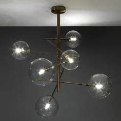 Galaxy lampadario in metallo verniciato ottone con sfere in vetro d80 h80 cm