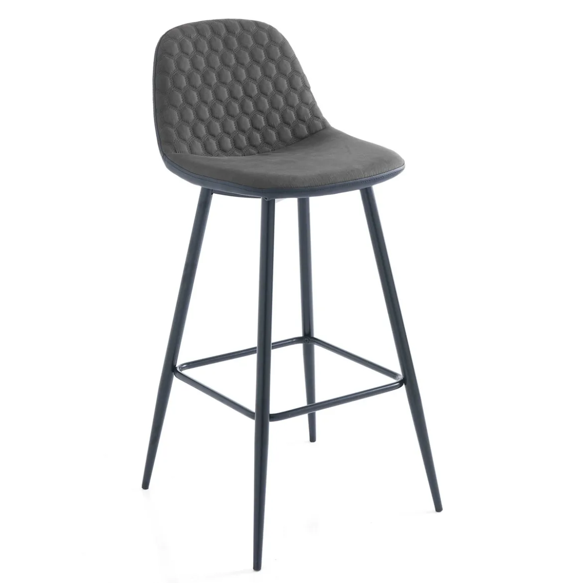 Gale grey sgabello in tessuto effetto velluto grigio invecchiato e pelle sintetica nera metallo nero opaco 42x50xh100 cm