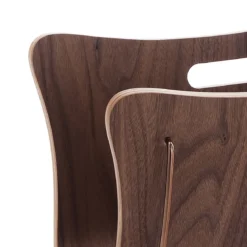 Galla portariviste legno curvato impiallacciato noce e acciaio 37x26xh29 cm
