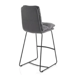 Gana sgabello imbottito madison in microfibra effetto velluto grigio e acciaio nero opaco h110 cm