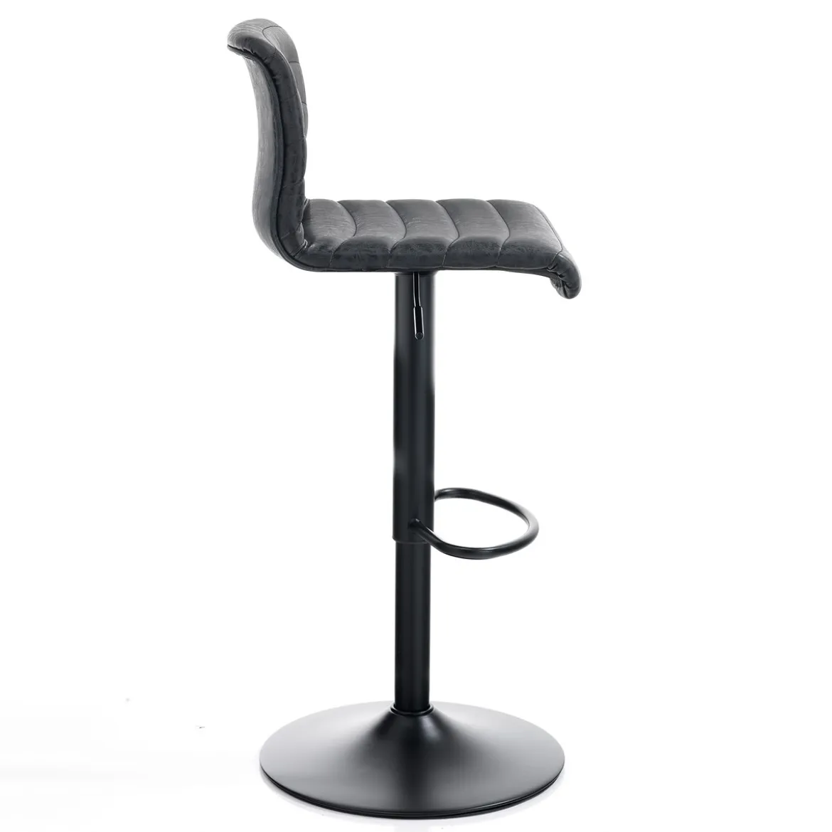 Garbo black sgabello bar in pelle sintetica effetto invecchiato colore nero regolabile in altezza h86/106 l40 p48 cm