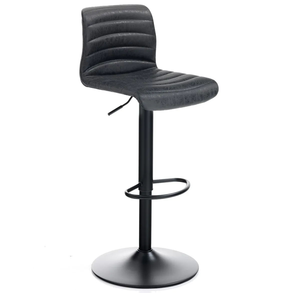 Garbo black sgabello bar in pelle sintetica effetto invecchiato colore nero regolabile in altezza h86/106 l40 p48 cm