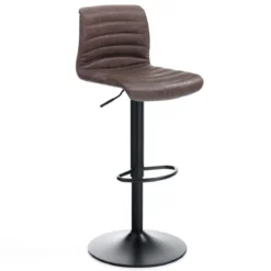Garbo brown sgabello da bar in pelle sintetica marrone e acciaio nero cm h86/106 l40 p48