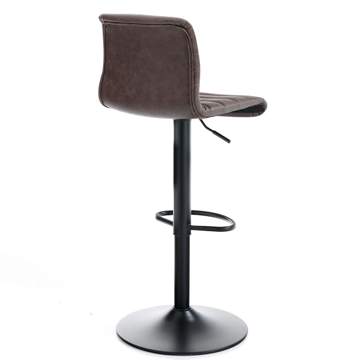Garbo brown sgabello da bar in pelle sintetica marrone e acciaio nero cm h86/106 l40 p48