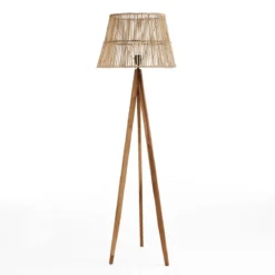 Gauri lampada da terra in teak e rattan d52xh168 cm