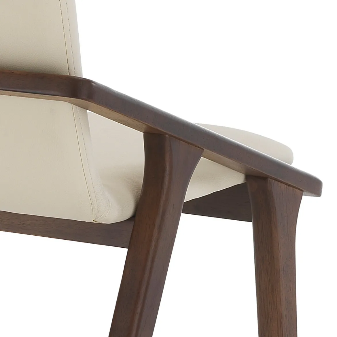 Gemma sedia legno massello finitura noce scuro pelle sintetica beige h86 l51 p61