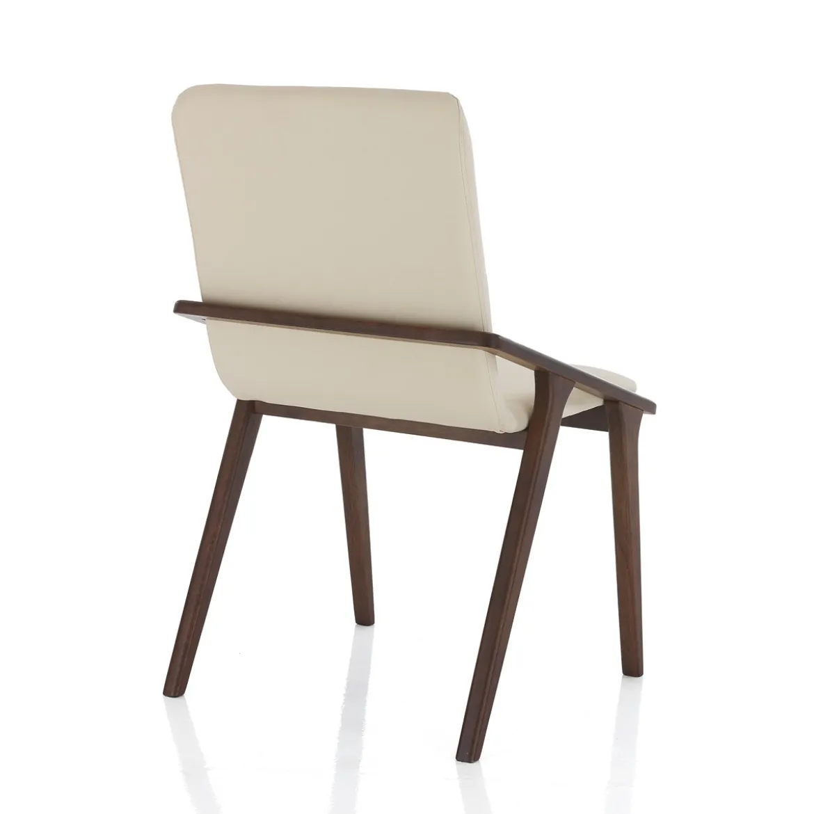 Gemma sedia legno massello finitura noce scuro pelle sintetica beige h86 l51 p61