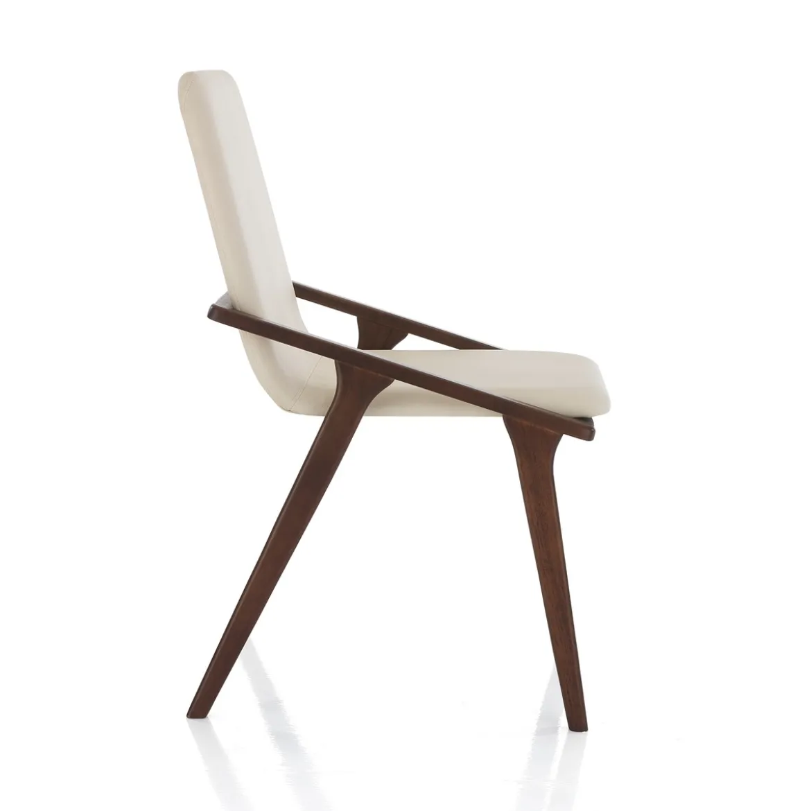 Gemma sedia legno massello finitura noce scuro pelle sintetica beige h86 l51 p61