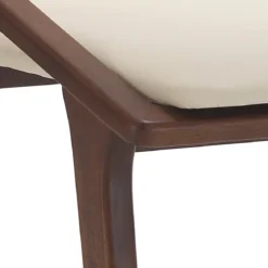 Gemma sedia legno massello finitura noce scuro pelle sintetica beige h86 l51 p61
