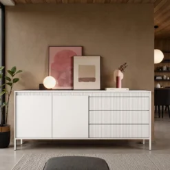 Gharbo beige madia 2 ante 3 cassetti colore beige opaco dogato cm h814 l1871 p395