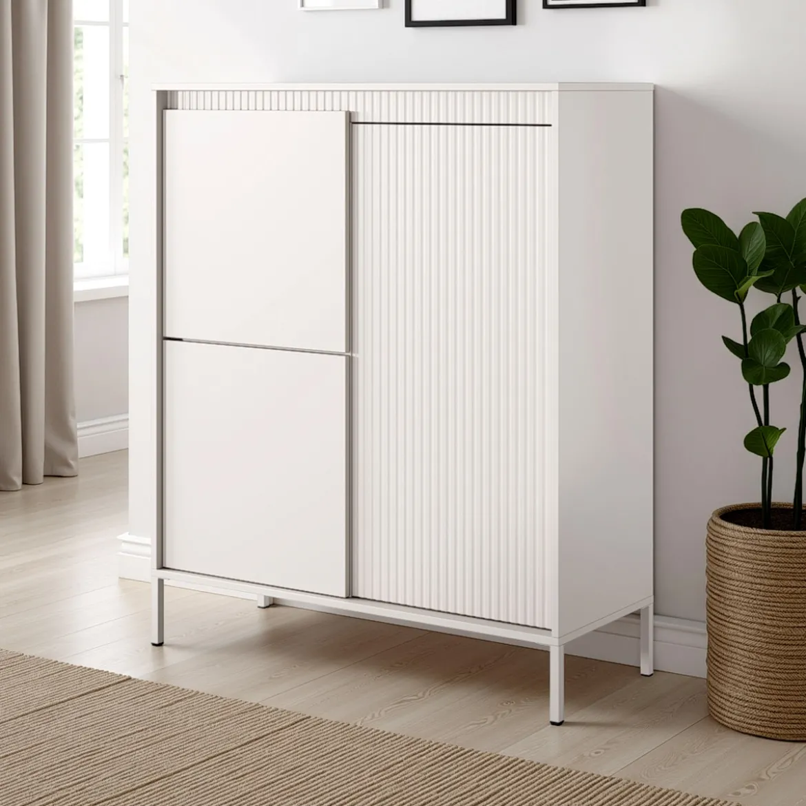 Gharbo beige mobile alto 3 ante colore beige opaco dogato cm h1234 l1035 p395