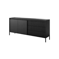 Gharbo black madia 2 ante 3 cassetti colore nero opaco dogato cm h814 l1871 p395