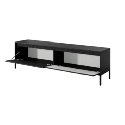 Gharbo black porta tv colore nero opaco dogato 2 ante ribalta cm h534 l1871 p395