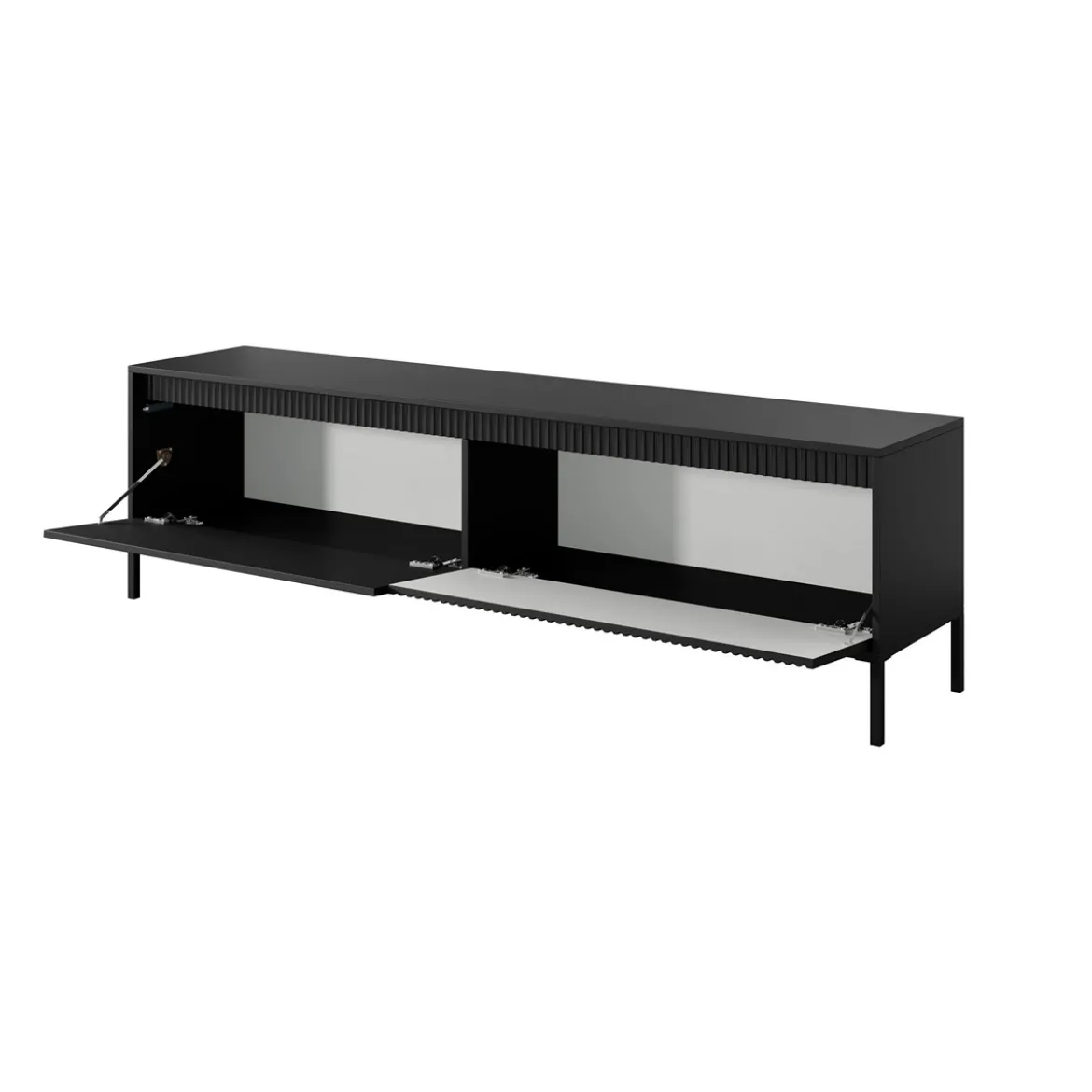 Gharbo black porta tv colore nero opaco dogato 2 ante ribalta cm h534 l1871 p395