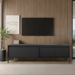Gharbo black porta tv colore nero opaco dogato 2 ante ribalta cm h534 l1871 p395
