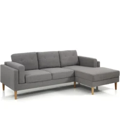 Giada divano angolare rivestito in tessuto grigio l230 p85/148 h85 cm