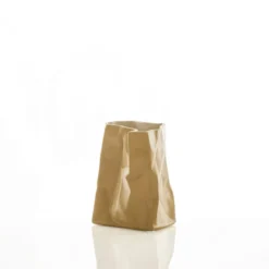 Glauko vaso in ceramica colore marrone chiaro finitura opaca 14x14x18 cm