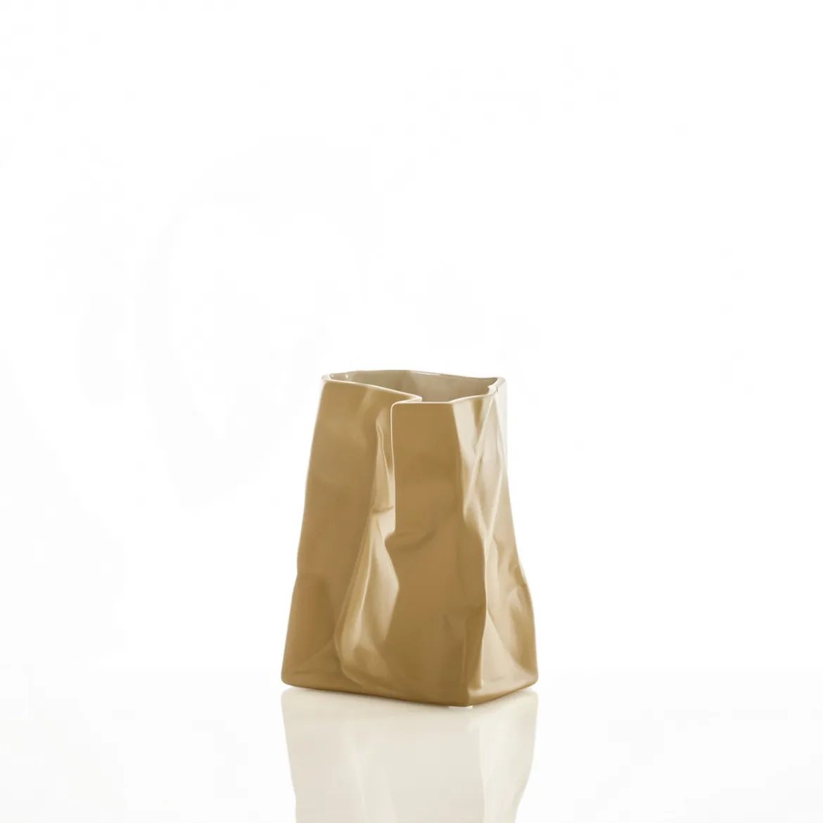 Glauko vaso in ceramica colore marrone chiaro finitura opaca 14x14x18 cm