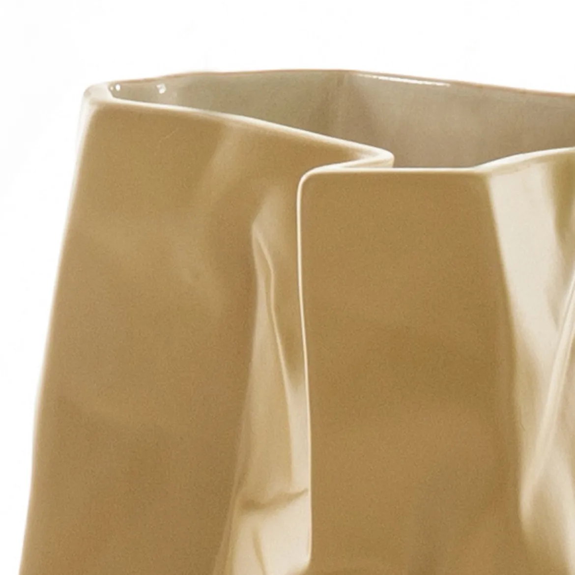 Glauko vaso in ceramica colore marrone chiaro finitura opaca 14x14x18 cm