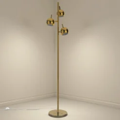 Globe brass lampada da terra in acciaio finitura ottone cm d27 h165