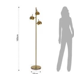 Globe brass lampada da terra in acciaio finitura ottone cm d27 h165
