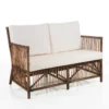 Granada white divano 2 posti in rattan con cuscini in cotone per interno/esterno 116x70xh84 cm