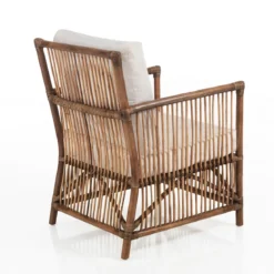 Granada white poltroncina in rattan con cuscini in cotone per interno/esterno 60x67xh84 cm