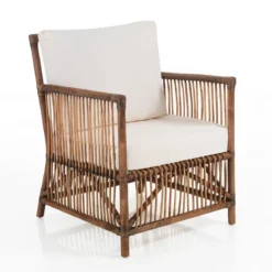 Granada white poltroncina in rattan con cuscini in cotone per interno/esterno 60x67xh84 cm