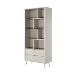Gretha beige libreria colore beige opaco 2 cassetti h1938 l882 p38