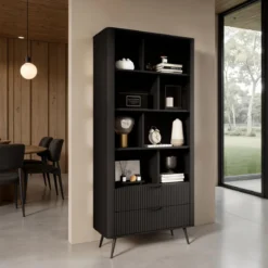 Gretha black libreria colore nero opaco 2 cassetti h1938 l882 p38
