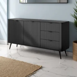 Gretha black madia 2 ante 3 cassetti colore nero opaco h812 l1632 p38
