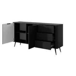 Gretha black madia 2 ante 3 cassetti colore nero opaco h812 l1632 p38