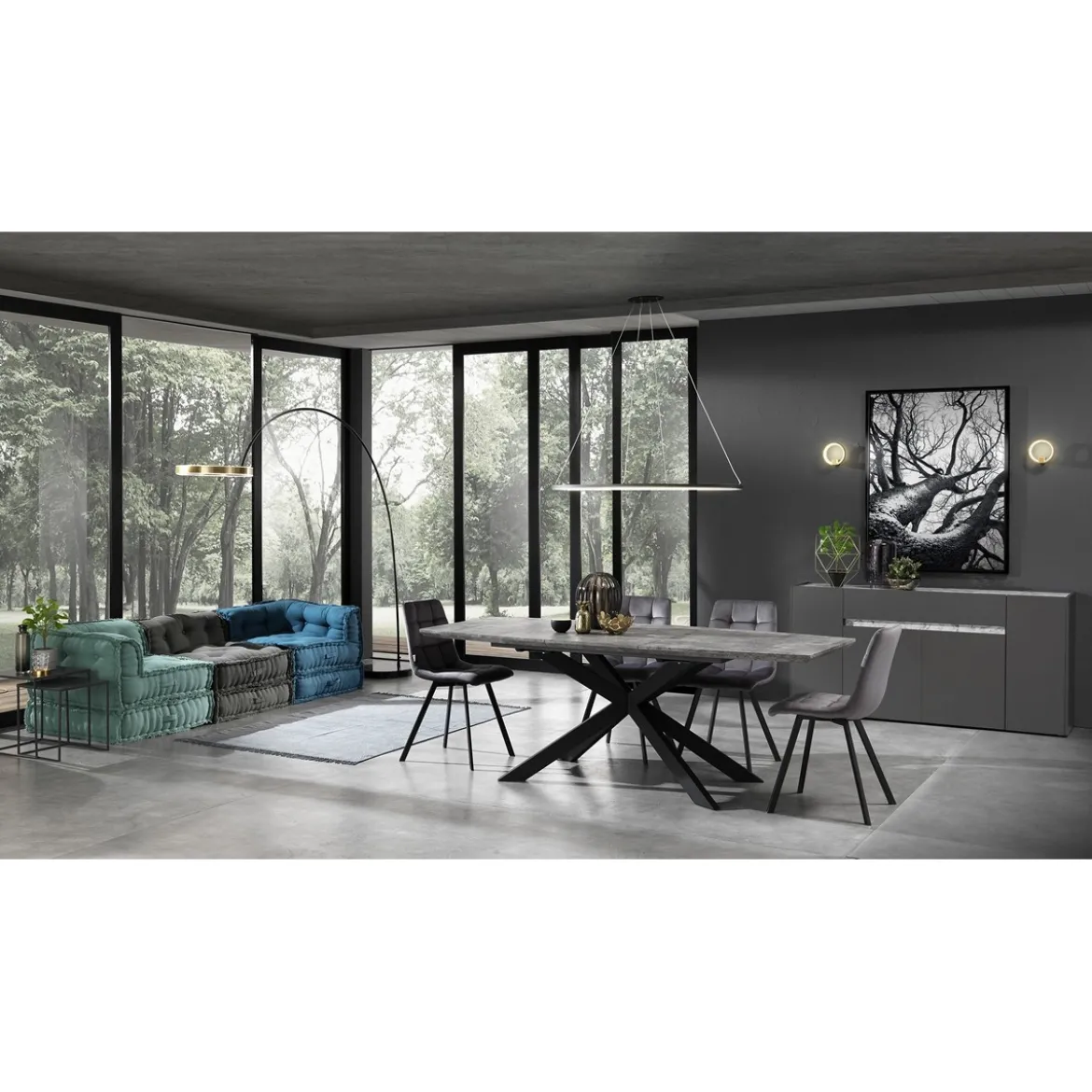 Grey elemento centrale rivestimento cotone nido d'ape grigio dimensioni l80 p80 h40 cm