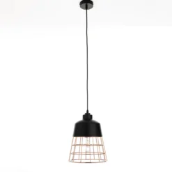 Grid lampadario in metallo verniciato nero opaco griglia colore rame d26 h36 cm