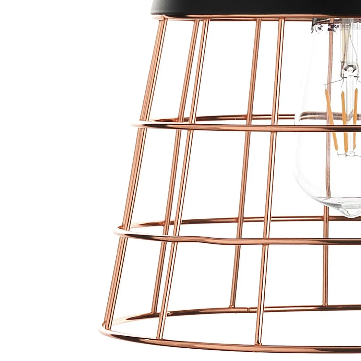 Grid lampadario in metallo verniciato nero opaco griglia colore rame d26 h36 cm