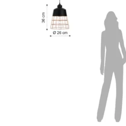 Grid lampadario in metallo verniciato nero opaco griglia colore rame d26 h36 cm