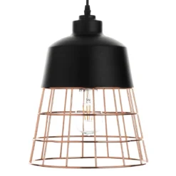 Grid lampadario in metallo verniciato nero opaco griglia colore rame d26 h36 cm