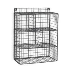 Grid organizer da parete 5 scomparti in acciaio nero opaco 30x15xh40 cm