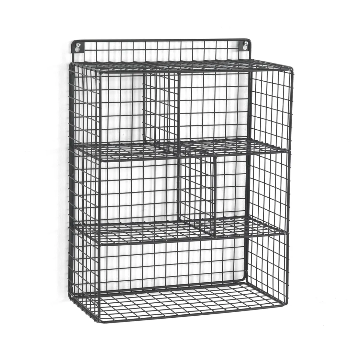 Grid organizer da parete 5 scomparti in acciaio nero opaco 30x15xh40 cm