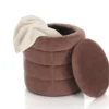 Gum powder pink pouf imbottito contenitore in microfibra effetto velluto rosa cipria d35xh40 cm